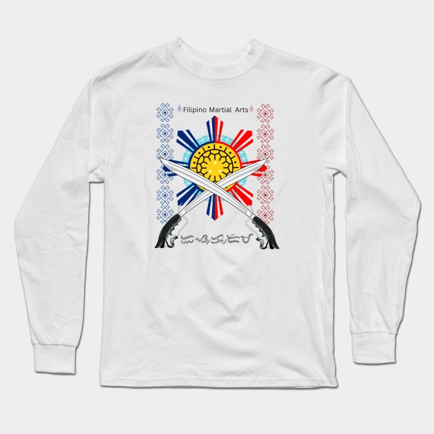 Filipino Martial Arts (FMA) / Baybayin word Eskrima Long Sleeve T-Shirt by Pirma Pinas